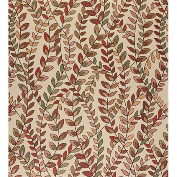 Designer Fabrics 54 in. Wide Orange- Red And Green- Vines And Leaves Upholstery Fabric K0027B - main